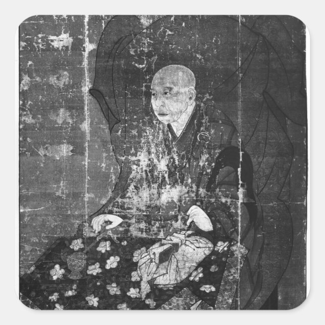 Pegatina Cuadrada El sacerdote japonés Jitchin (Anverso)