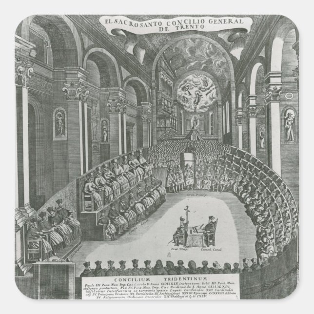Pegatina Cuadrada El Sacrosanto Concilio General de Trento (Anverso)