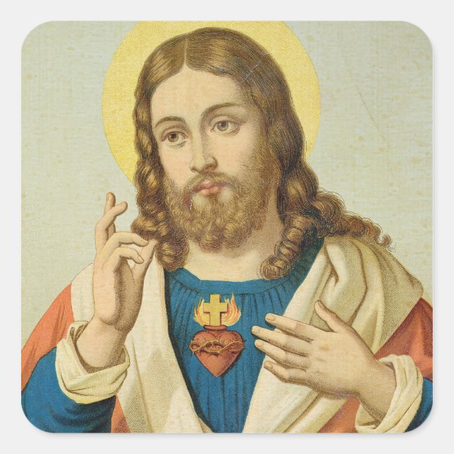 Pegatina Cuadrada El Sagrado Corazón (Anverso)