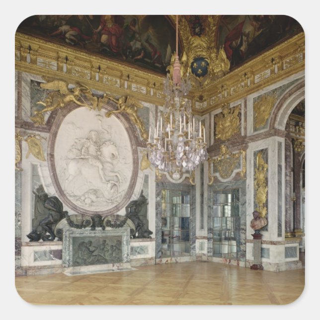 Pegatina Cuadrada El Salón de la Guerre 1678-84 (Anverso)