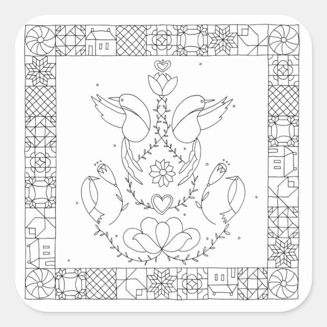 Pegatina Cuadrada El saltamontes - Sarah Fielke BOM 2018 (Anverso)