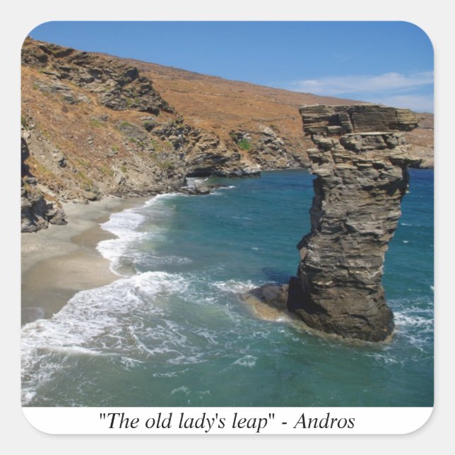 Pegatina Cuadrada "El salto de la anciana" - Andros (Anverso)