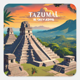 Pegatina Cuadrada El Salvador | Personalizado Retro Viaje
