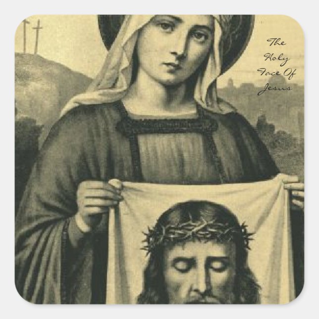 Pegatina Cuadrada El Santo Rostro De Jesús (Anverso)