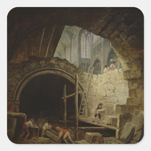 Pegatina Cuadrada El saqueo de las bóvedas reales (Anverso)