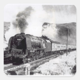 Pegatina Cuadrada El Scot real, locomotora interurbana