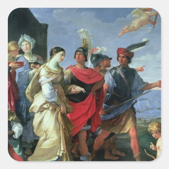 Pegatina Cuadrada El secuestro de Helen, c.1626-31 (Anverso)