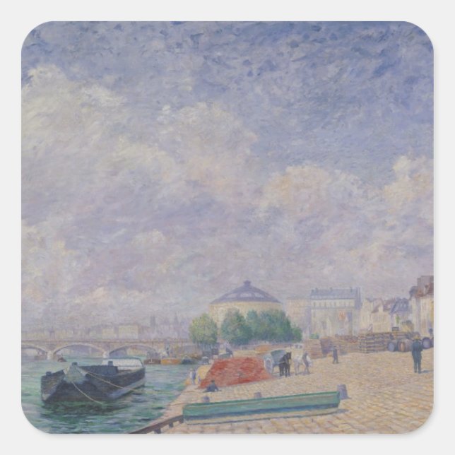 Pegatina Cuadrada El Sena en Bercy, 1885 (Anverso)
