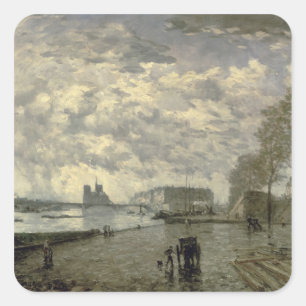 Pegatina Cuadrada El Sena y Notre Dame