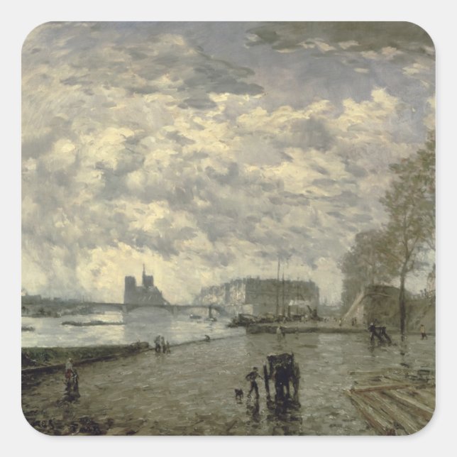 Pegatina Cuadrada El Sena y Notre Dame (Anverso)