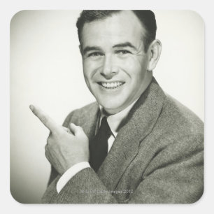 Pegatina Cuadrada El señalar del hombre de negocios