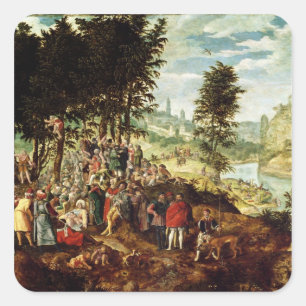 Pegatina Cuadrada El sermón de San Juan Bautista, c.1550