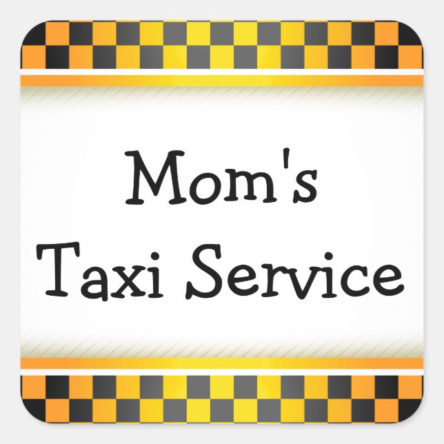 Pegatina Cuadrada El servicio de taxi de mamá (Anverso)
