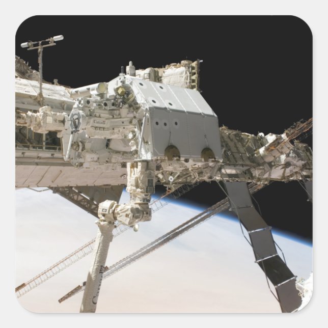 Pegatina Cuadrada El sistema robótico Dextre construido en Canadá (Anverso)
