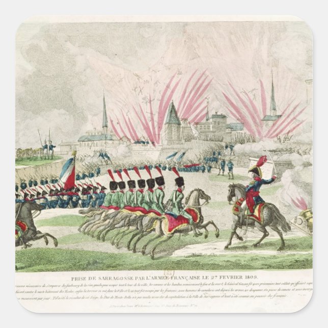 Pegatina Cuadrada El sitio de Zaragoza (Anverso)