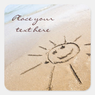 Pegatina Cuadrada El Sol En La Playa
