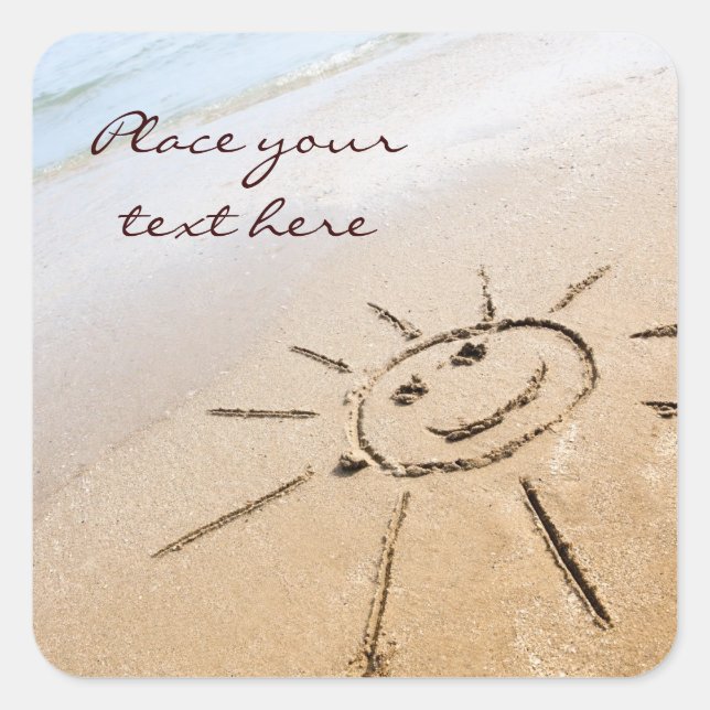 Pegatina Cuadrada El Sol En La Playa (Anverso)