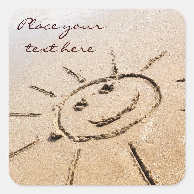 Pegatina Cuadrada El Sol En La Playa (Anverso)