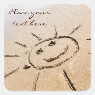 Pegatina Cuadrada El Sol En La Playa