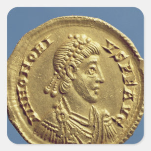 Pegatina Cuadrada El Solidus de Honorius cubre, cuirassed