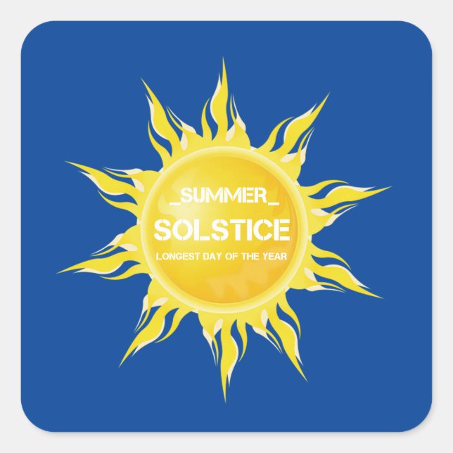 Pegatina Cuadrada El solsticio de verano azul es el día más largo de (Anverso)