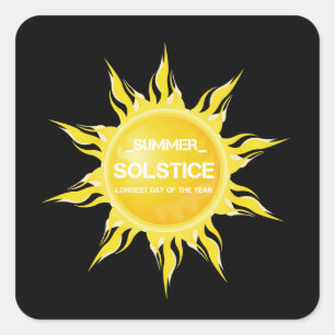 Pegatina Cuadrada El solsticio de verano negro es el día más largo d