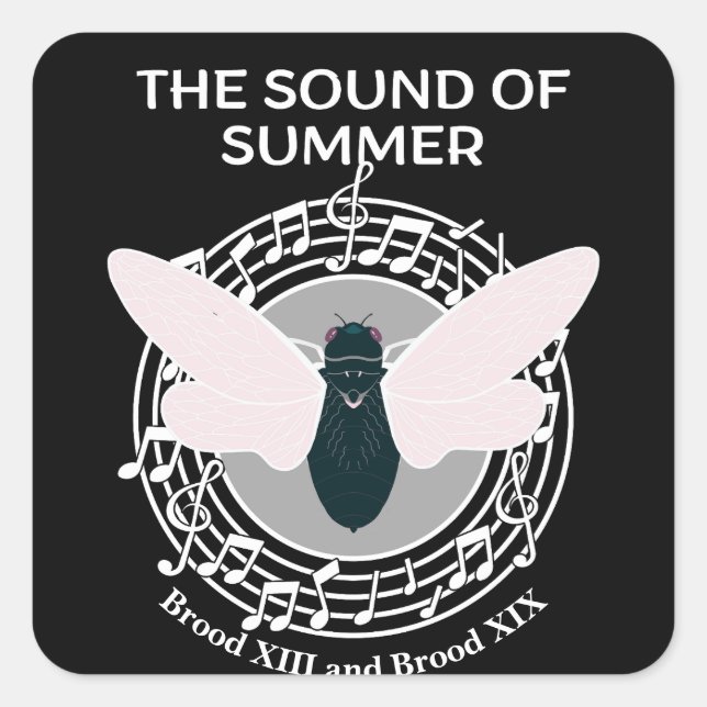 Pegatina Cuadrada El sonido de la sangre de la Cicada de Verano (Anverso)