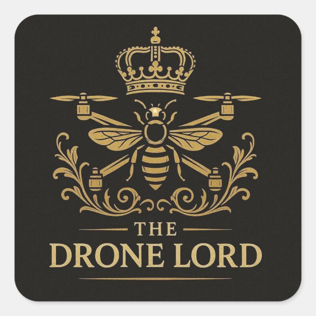 Pegatina Cuadrada El Sticker de Drone Lord Lux (Anverso)