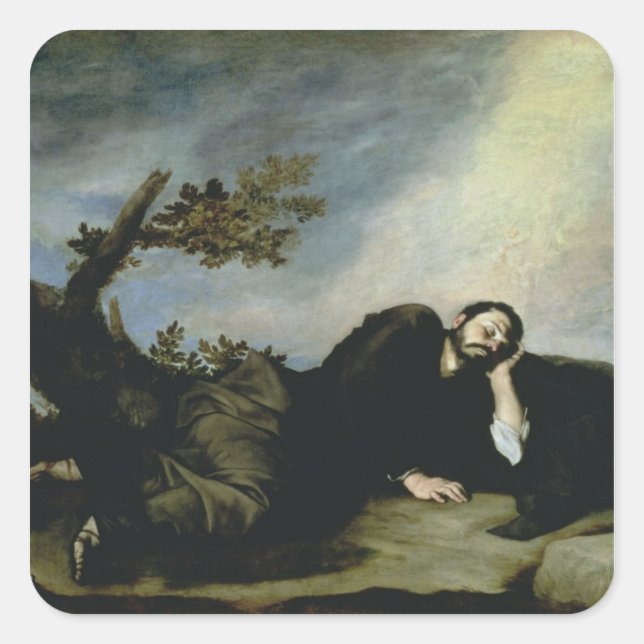 Pegatina Cuadrada El sueño de Jacob, 1639 (Anverso)
