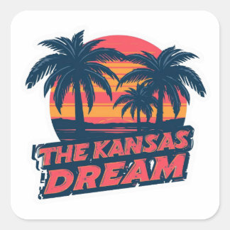 Pegatina Cuadrada El Sueño de Kansas Verano Retro Americano