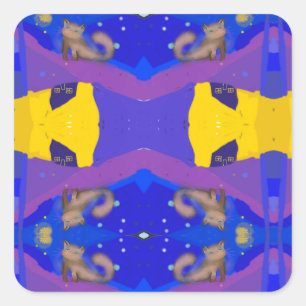 Pegatina Cuadrada El sueño de los gatos