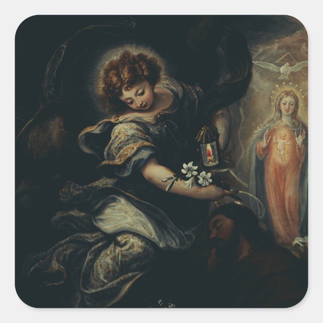 Pegatina Cuadrada El sueño de San José (Anverso)