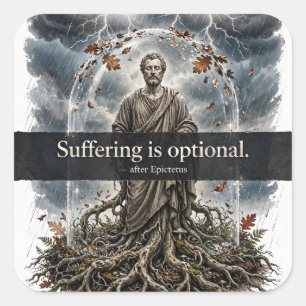 Pegatina Cuadrada El sufrimiento es opcional — Epicteto Sticker