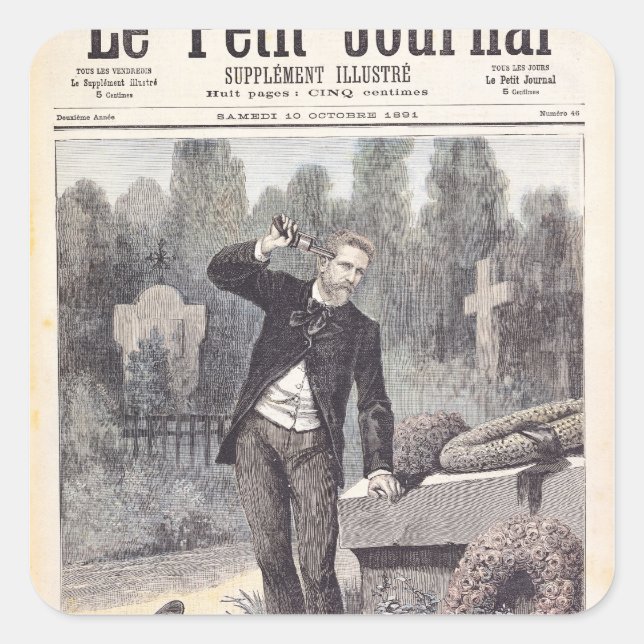 Pegatina Cuadrada El suicidio del general Georges Ernest (Anverso)