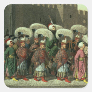 Pegatina Cuadrada El sultán Mahmud II en procesión, 1809