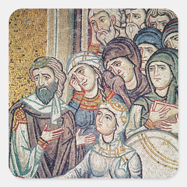 Pegatina Cuadrada El surgimiento de la hija de Jairus (Anverso)