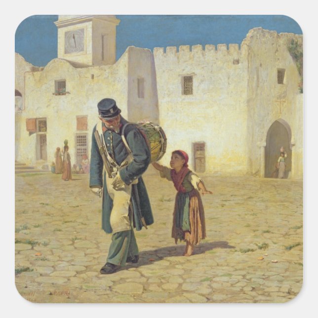 Pegatina Cuadrada El tambor Beater, 1867 (Anverso)