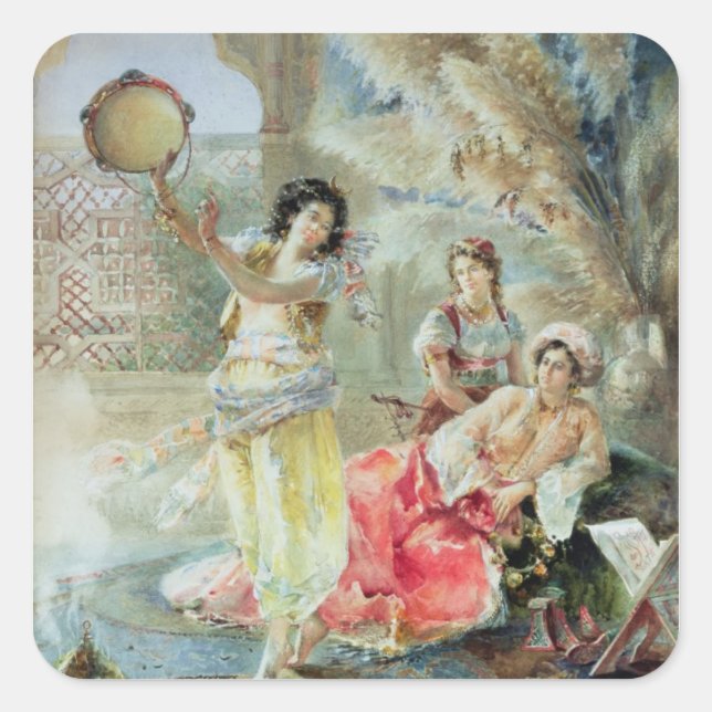 Pegatina Cuadrada El tambourine (p/c sobre papel) (Anverso)