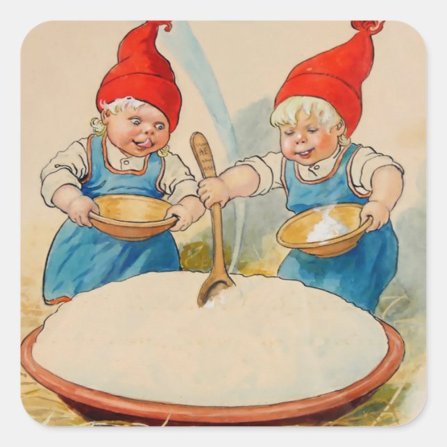 Pegatina Cuadrada “El tazón de pudín” de Jenny Nystrom (Anverso)