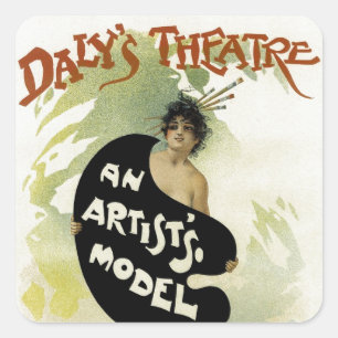 Pegatina Cuadrada El teatro de Daly ~ modelo artístico