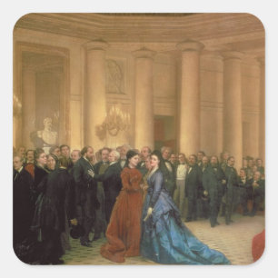 Pegatina Cuadrada El teatro de Odeon, París, 1869 (aceite en lona)