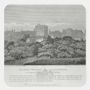 Pegatina Cuadrada El Teatro Swan en el Bankside tal y como apareció 