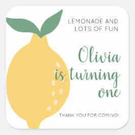 Pegatina Cuadrada El tema del limón se vuelve un primer cumpleaños