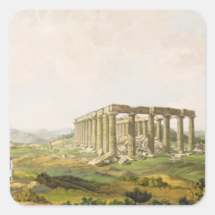 Pegatina Cuadrada El templo de Apolo Epicurius, platea 25 de parte
