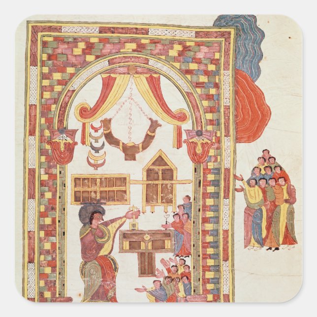 Pegatina Cuadrada El templo de Jerusalén de la "Biblia" (Anverso)