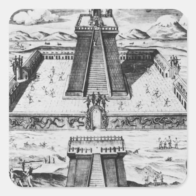 Pegatina Cuadrada El Templo Mayor de Tenochtitlan (Anverso)