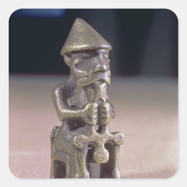 Pegatina Cuadrada El Thor con un martillo, figurilla encontró en (Anverso)