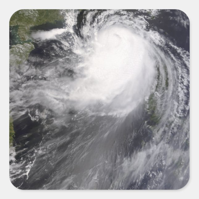Pegatina Cuadrada El tifón Nuri se acerca a China (Anverso)