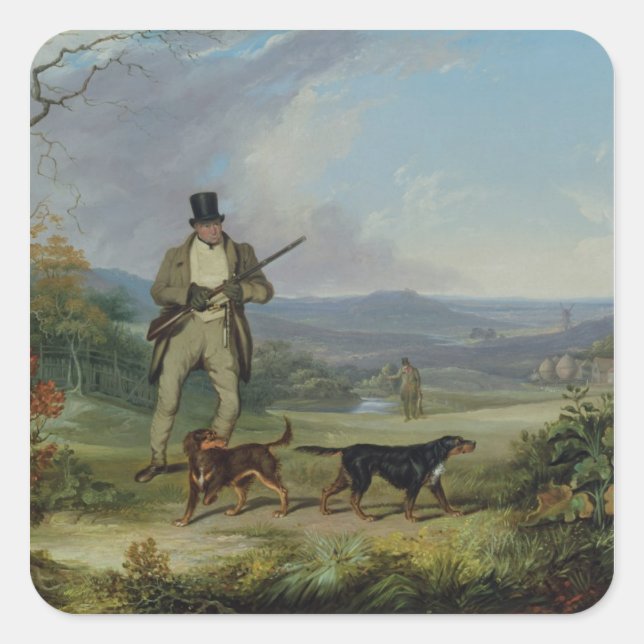 Pegatina Cuadrada El tiroteo de la tarde (Anverso)