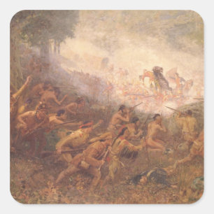 Pegatina Cuadrada El tiroteo del General Braddock